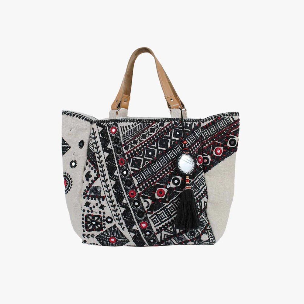 Star Mela Embroidered Jute Tote Bag